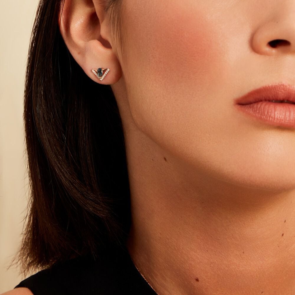 Boucles D'oreilles Puces Gaelle Or Rose Topaze Oxyde - Puces Femme | Marc Orian