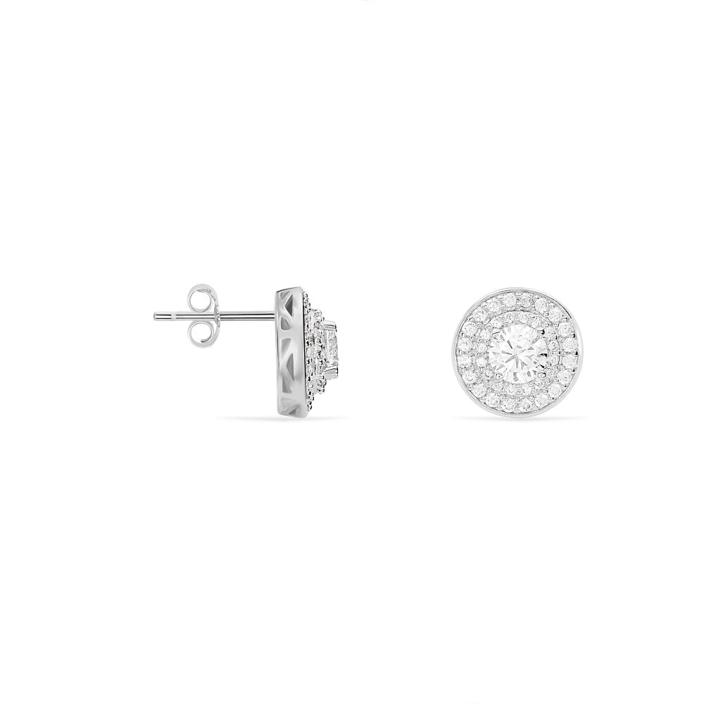 Boucles D'oreilles Puces Lumineuse Argent Blanc Oxyde De Zirconium - Puces Femme | Marc Orian