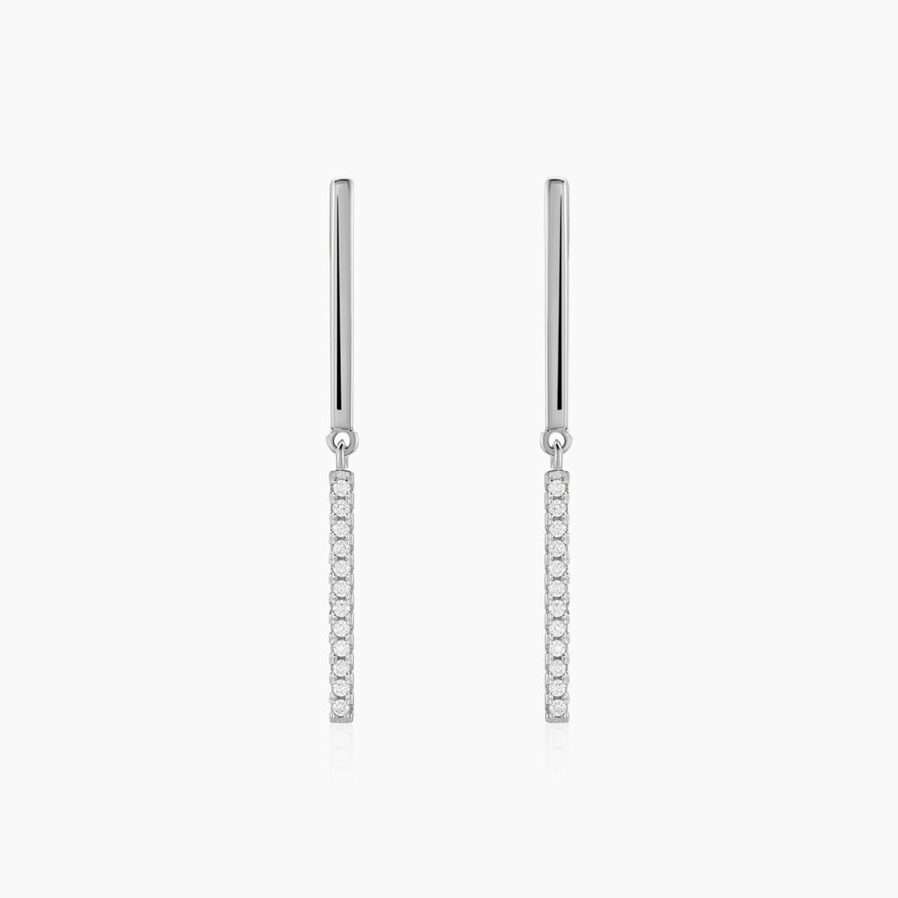 Boucles D'oreilles Pendantes Ilka Argent Blanc Oxyde De Zirconium - Pendantes Femme | Marc Orian