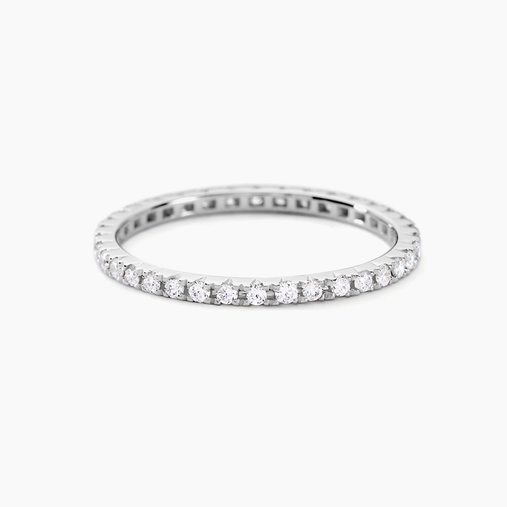Alliance Pristina Tour Complet Or Blanc Diamant - Alliances avec pierres Femme | Marc Orian