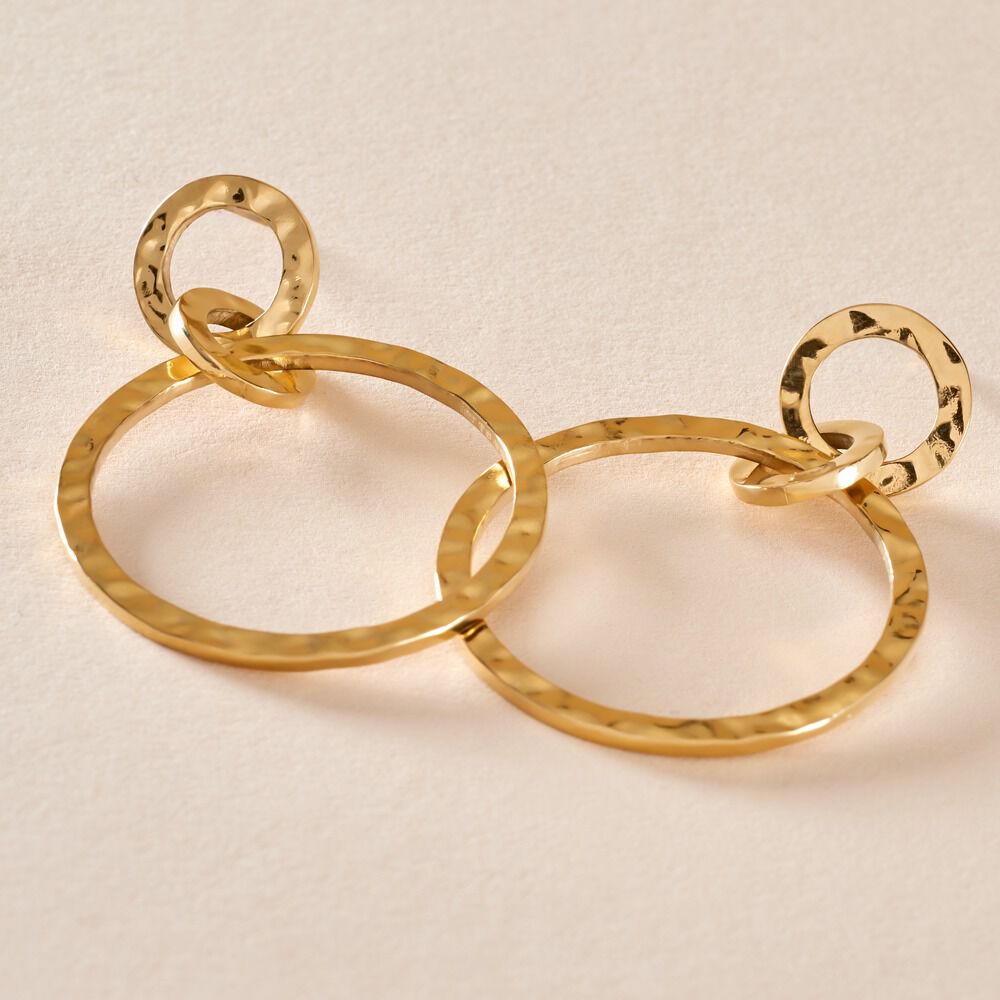 Boucles D'oreilles Pendantes Oia Acier Jaune - Pendantes Femme | Marc Orian