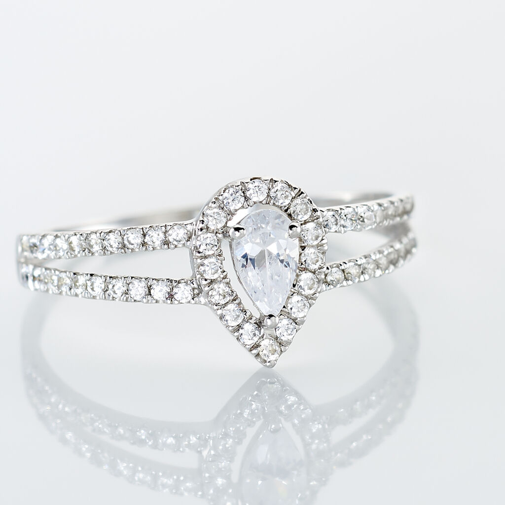 Bague Hildana Or Blanc Oxyde De Zirconium - Bagues Solitaire Femme | Marc Orian