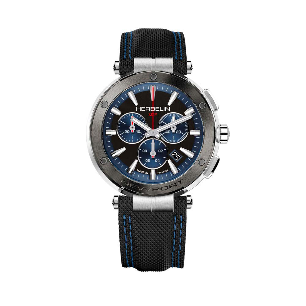 Montre Herbelin Newport Chrono Noir Et Bleu - Montres &eacute;tanches Homme | Marc Orian
