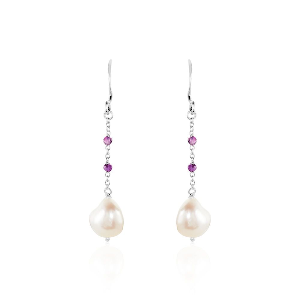 Boucles D'oreilles Pendantes Kerri Argent Blanc Perle De Culture - Pendantes Femme | Marc Orian