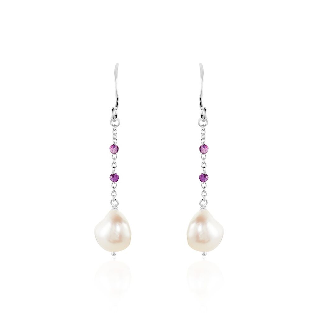 Boucles D'oreilles Pendantes Kerri Argent Blanc Perle De Culture - Pendantes Femme | Marc Orian