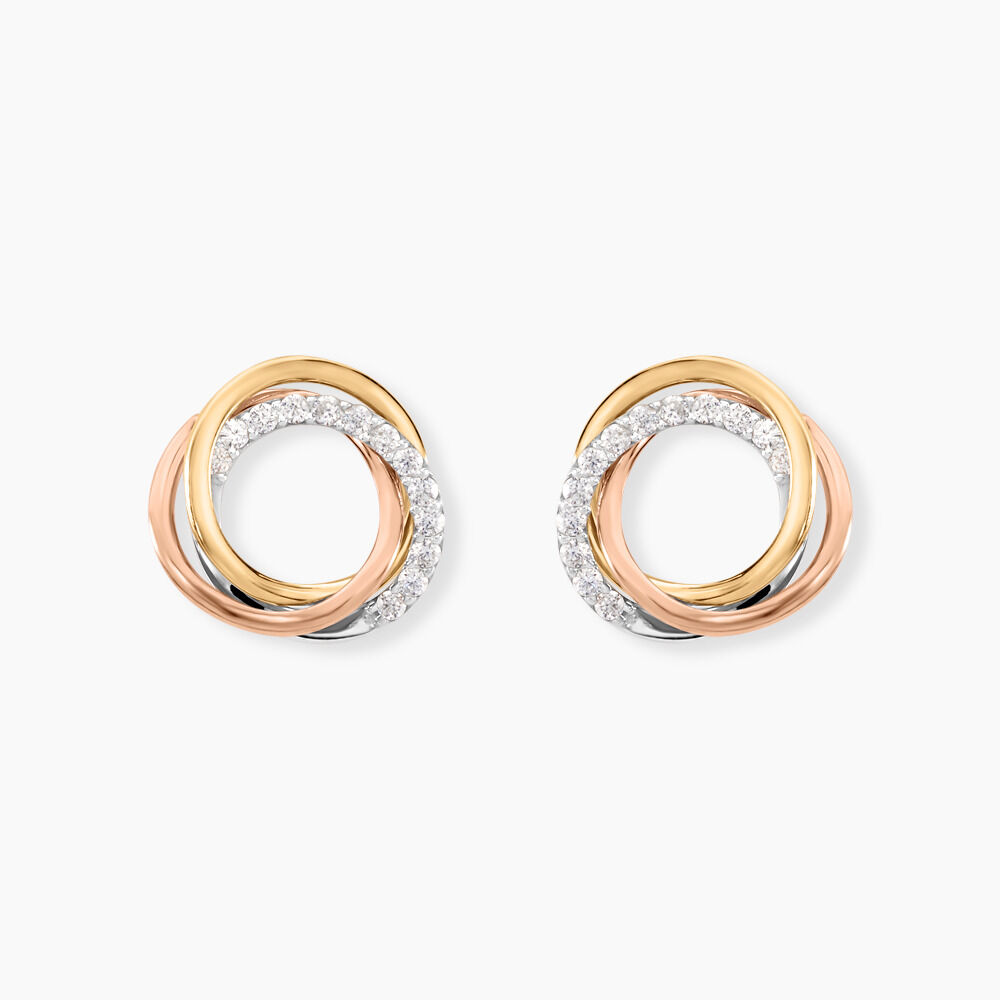 Boucles D'oreilles Puces Amaiur Or Tricolore Oxydes De Zirconium - Puces Femme | Marc Orian