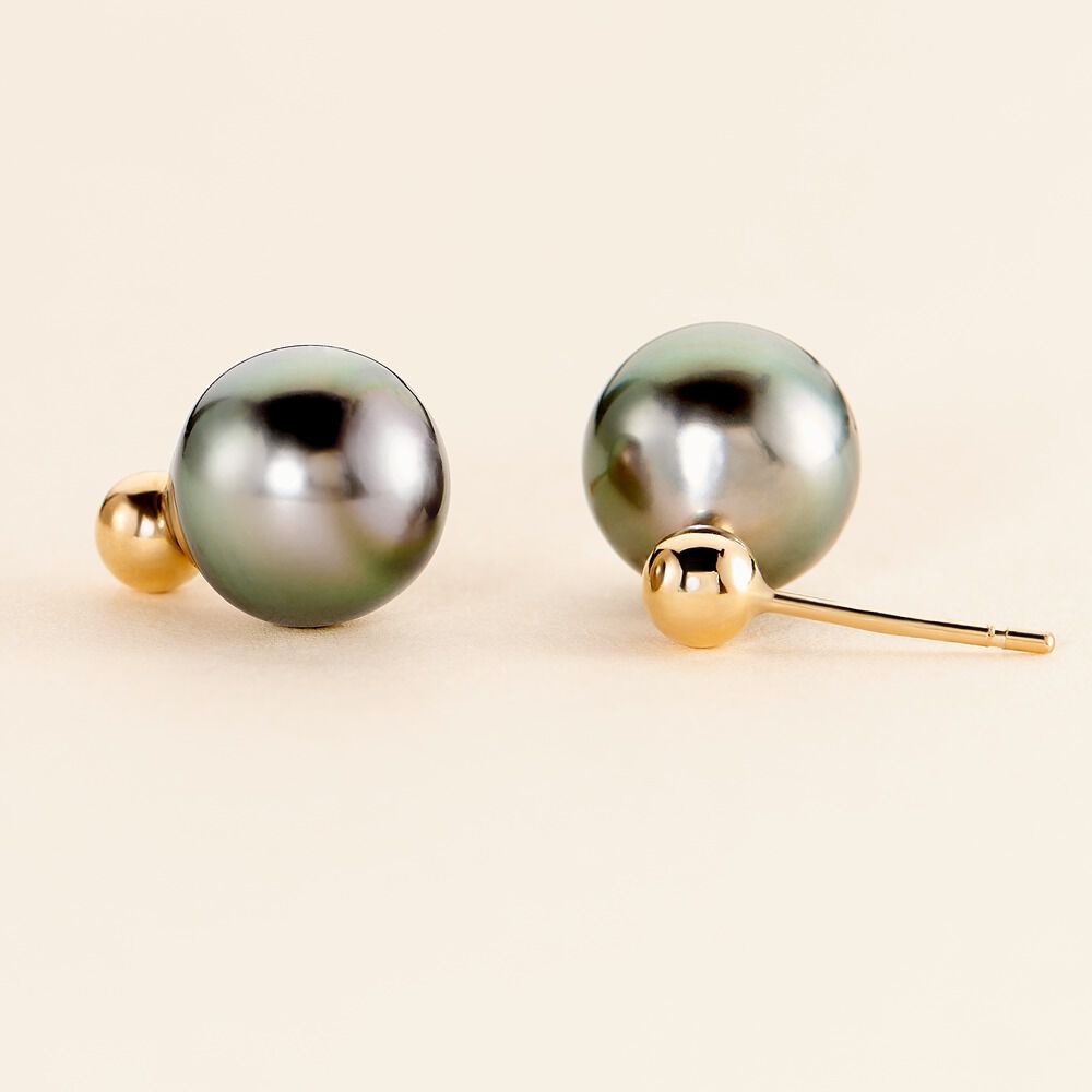 Boucles D'oreilles Puces Baroque Or Jaune Perle De Culture De Tahiti - Puces Femme | Marc Orian