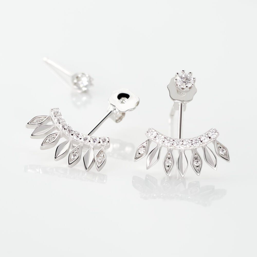 Bijoux D'oreilles Yannique Argent Blanc Oxyde De Zirconium - Piercings d'oreilles Femme | Marc Orian