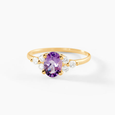 Bague Anaid Or Jaune Amethyste Et Oxyde De Zirconium - Bagues pierres fines Femme | Marc Orian