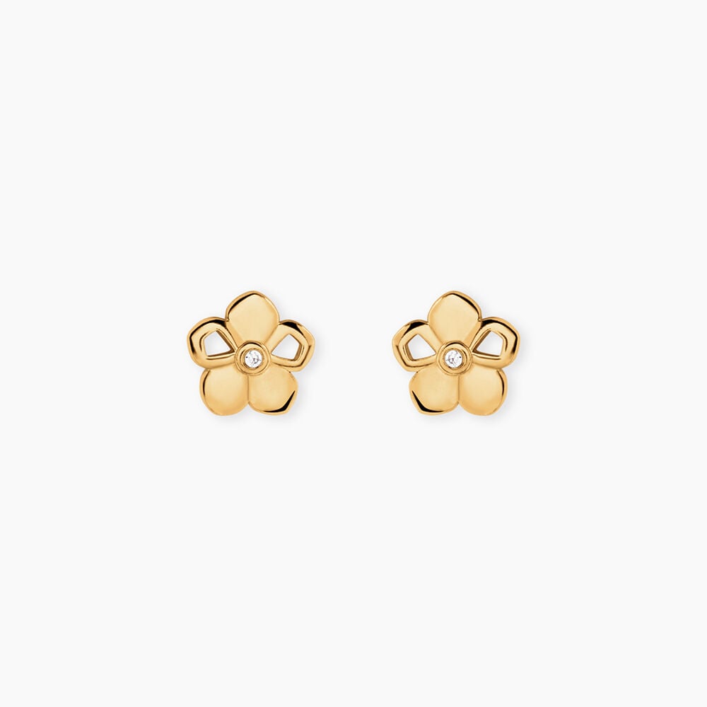 Boucles D'Oreilles Puces Alley Plaqu&eacute; Or Jaune Oxyde De Zirconium - Puces Femme | Marc Orian