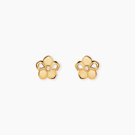 Boucles D'Oreilles Puces Alley Plaqu&eacute; Or Jaune Oxyde De Zirconium - Puces Femme | Marc Orian