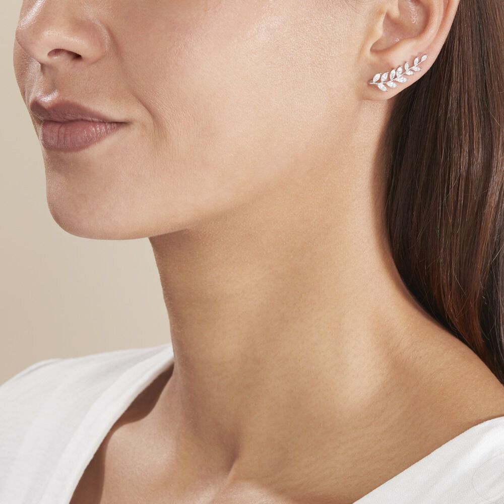 Boucles D'oreilles Grimpantes Sakira Argent Blanc Oxyde De Zirconium -  Femme | Marc Orian