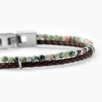 Bracelet Jourdan Cuir De Vache Noir Agate - Bracelets cuir Homme | Marc Orian