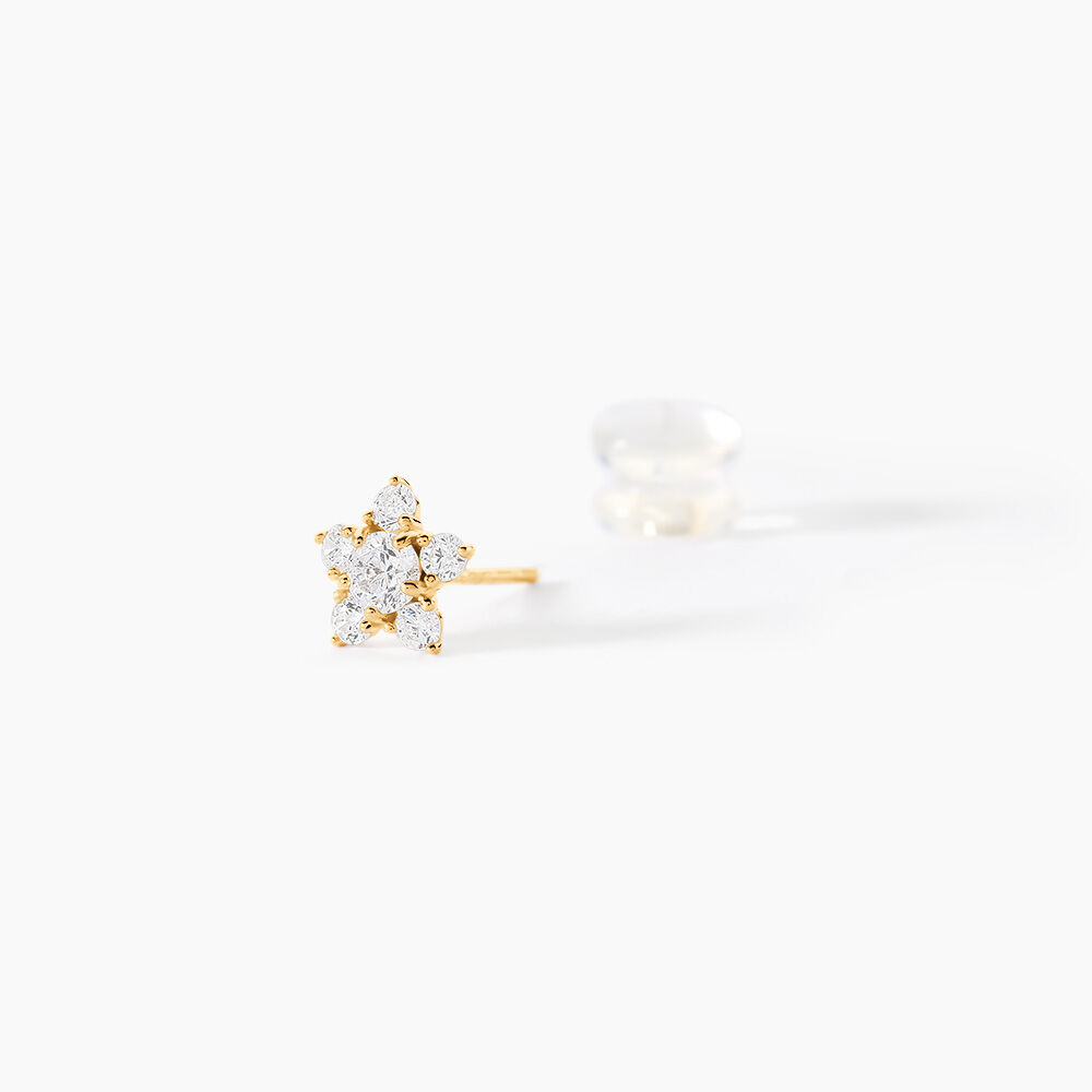 Boucles D'oreilles Puces Ilkis Etoile Or Jaune Oxyde De Zirconium - Puces Femme | Marc Orian