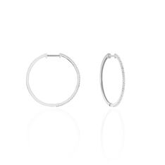 Créoles Aryanna Rondes Or Blanc Diamant - Boucles d'oreilles pierres précieuses Femme | Marc Orian
