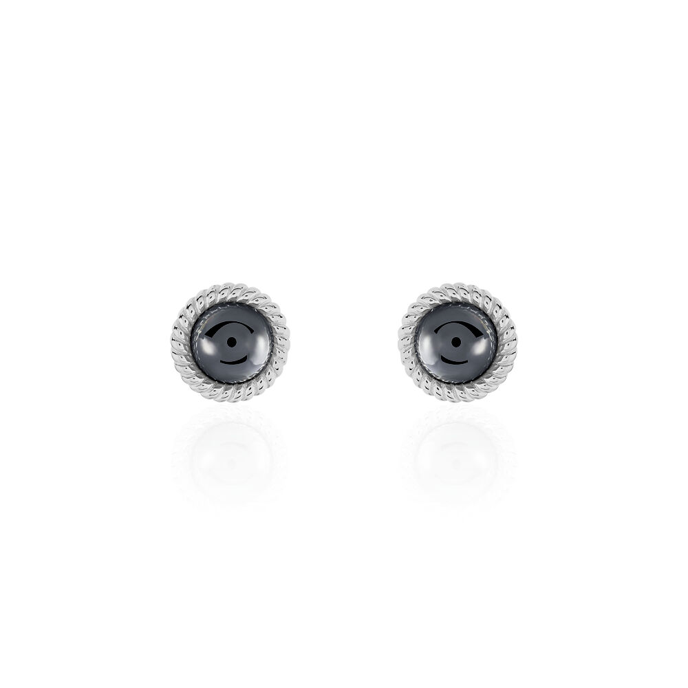 Boucles D'oreilles Puces Adelyne Argent Blanc Céramique - Puces Femme | Marc Orian