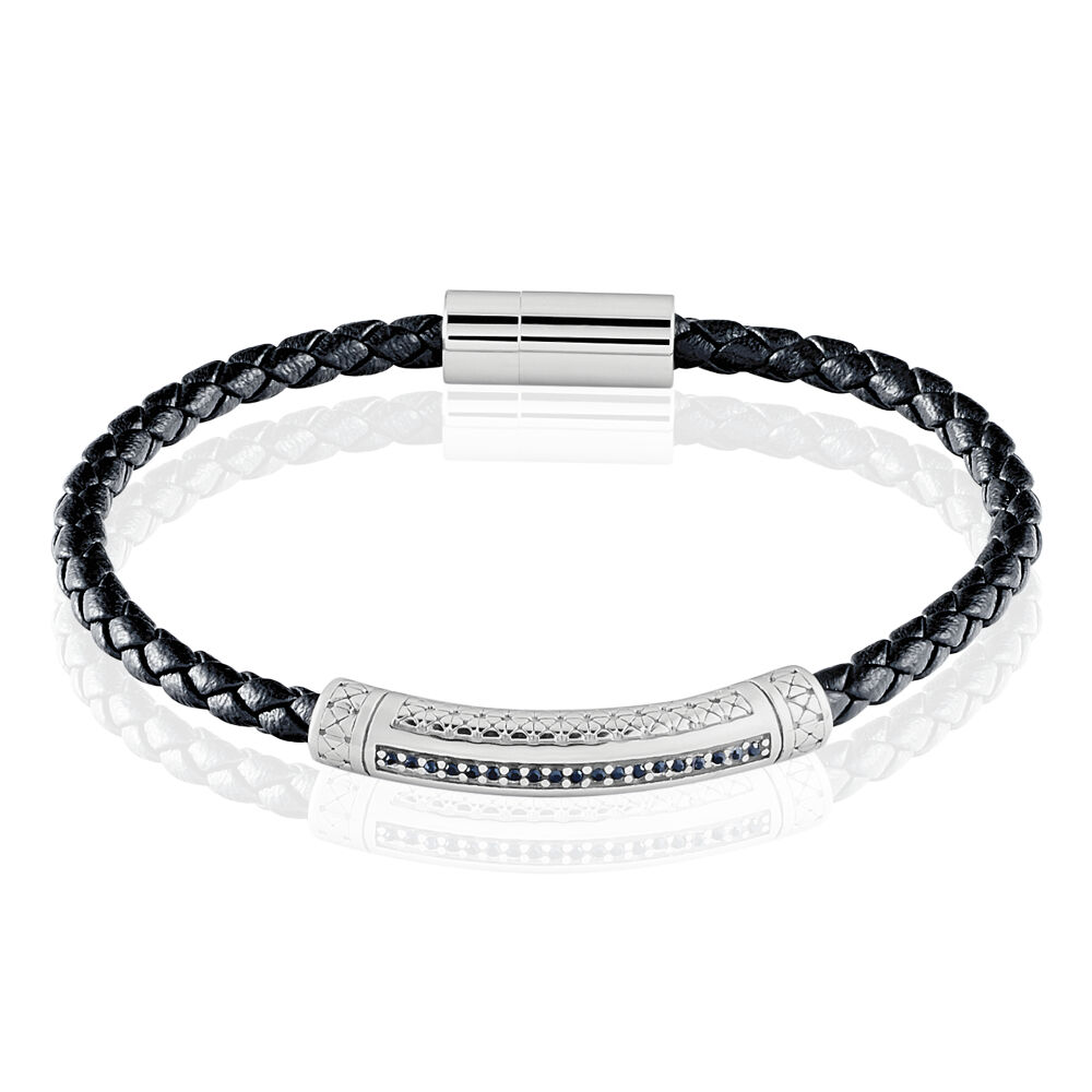 Bracelet Steph Acier Blanc Oxyde Noir - Bracelets cuir Homme | Marc Orian