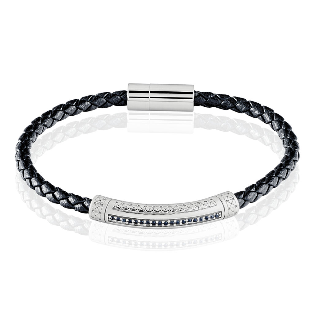 Bracelet Steph Acier Blanc Oxyde Noir - Bracelets cuir Homme | Marc Orian