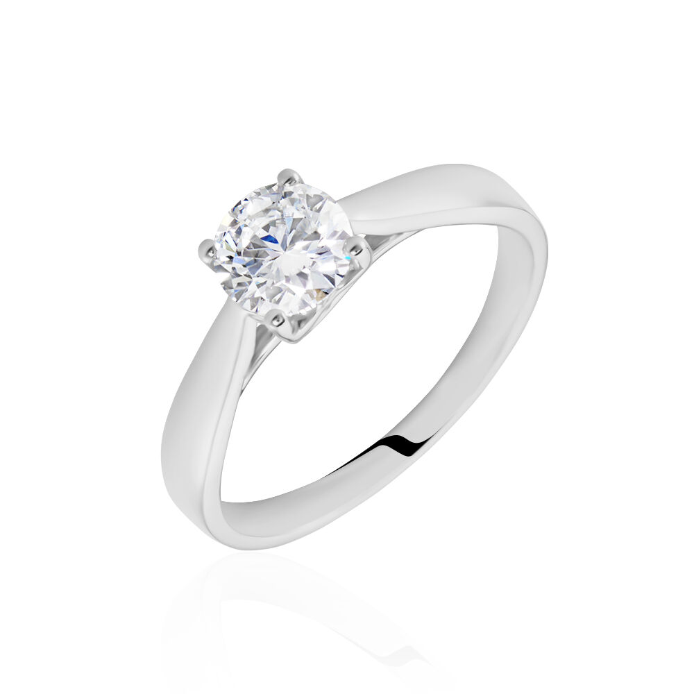 Bague Solitaire Vicoeuria Or Blanc Diamant Synth&eacute;tique - Parures de mariage Femme | Marc Orian