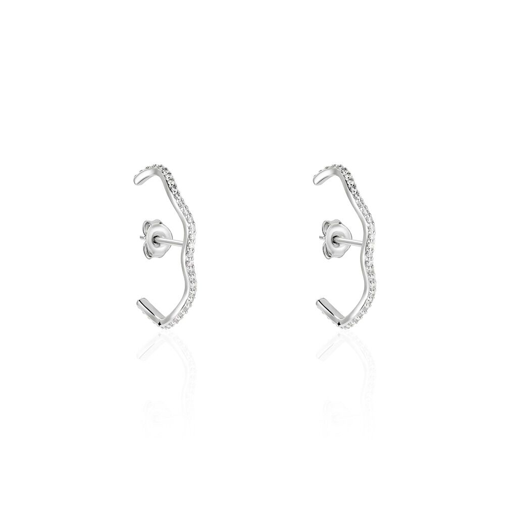 Boucles D'oreilles Lowri Argent Blanc Oxyde De Zirconium - Créoles Femme | Marc Orian
