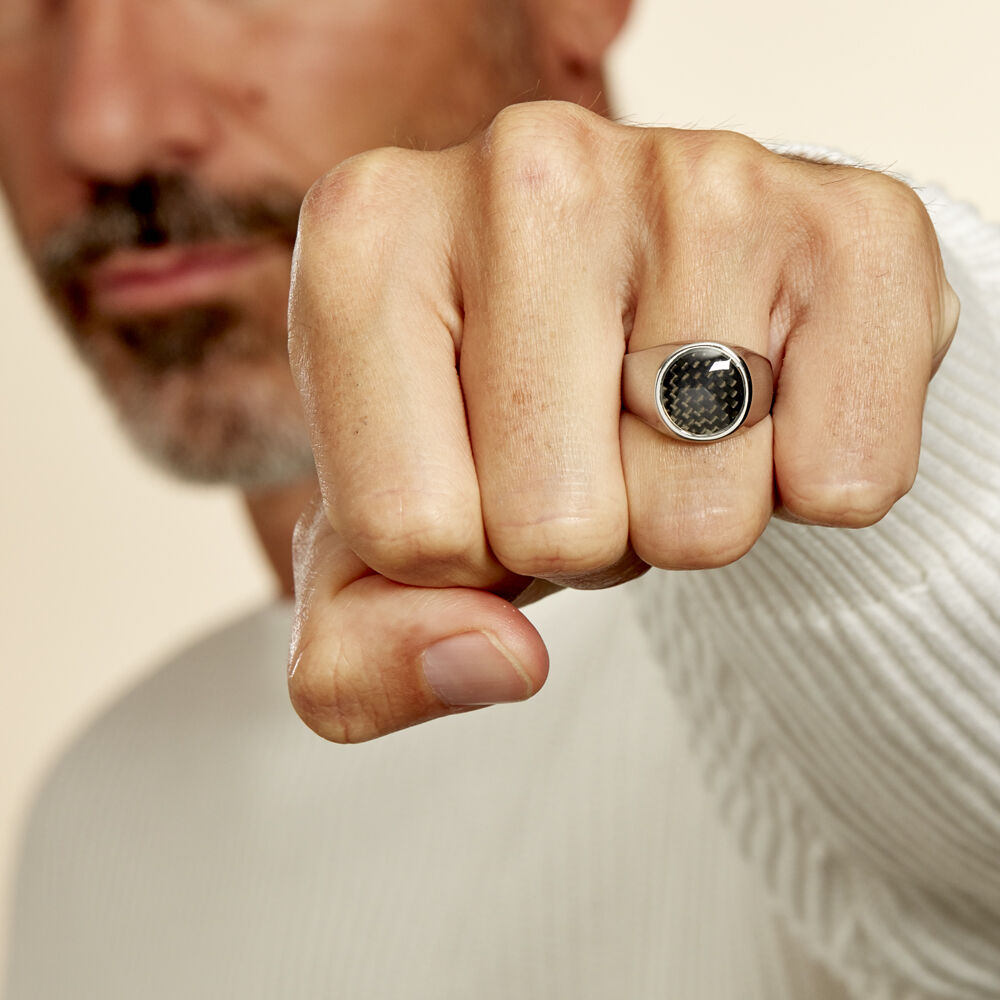 Bague Jourdan Homme Arecibo Acier Blanc Carbone MIDHBW0168Y Marc Orian Bijouterie en ligne