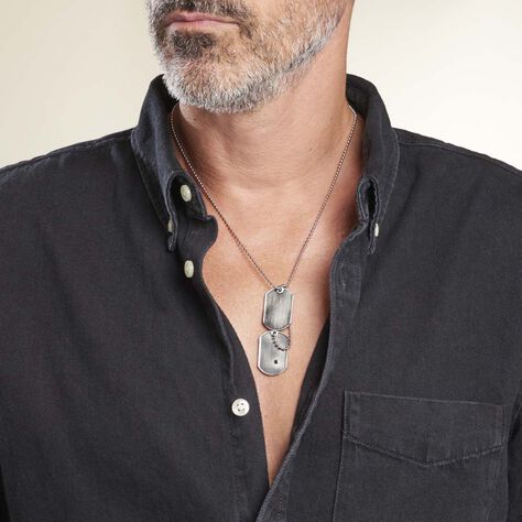 Collier Eutrope Acier Blanc Pierre De Synthese - Colliers Homme | Marc Orian