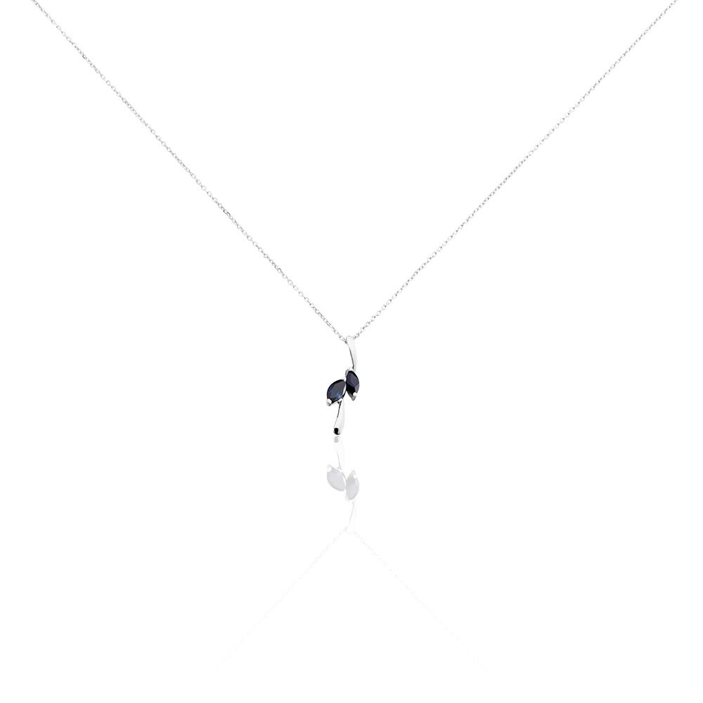 Collier Navette Or Blanc Saphir - Colliers avec pierres Femme | Marc Orian