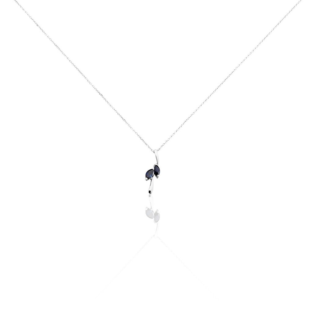 Collier Navette Or Blanc Saphir - Colliers avec pierres Femme | Marc Orian