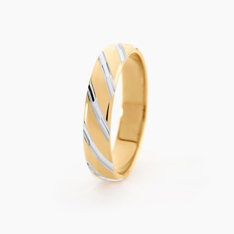 Alliance Strie Fantaisie Demi Jonc Classique Or Bicolore - Alliances duo Unisex | Marc Orian