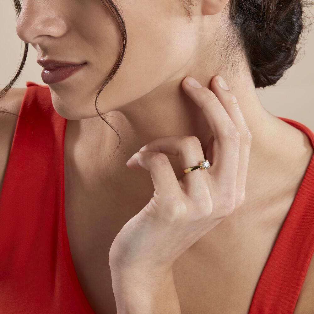 Bague Solitaire Vicoeuria Or Jaune Diamant Synthétique - Solitaires Femme | Marc Orian