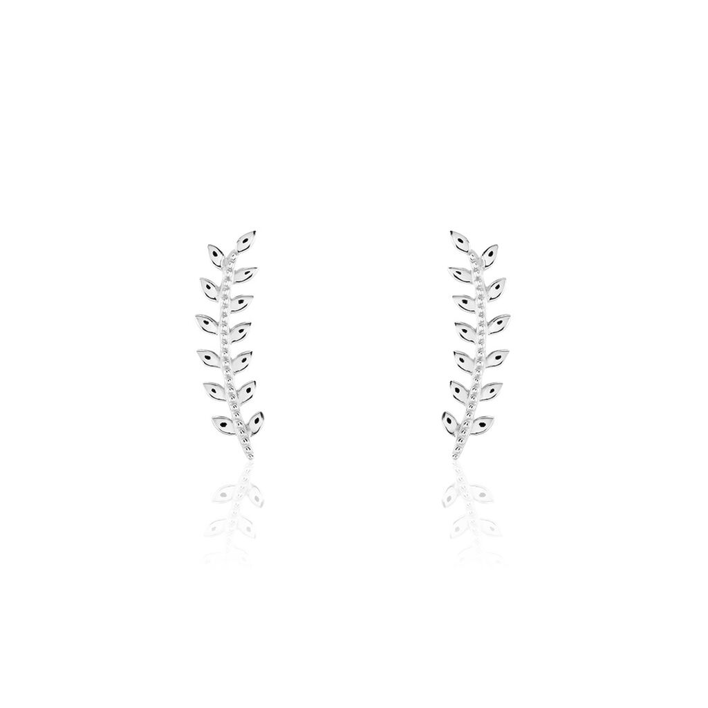 Boucles D'oreilles Grimpantes Folia Argent Blanc - Piercings d'oreilles Femme | Marc Orian