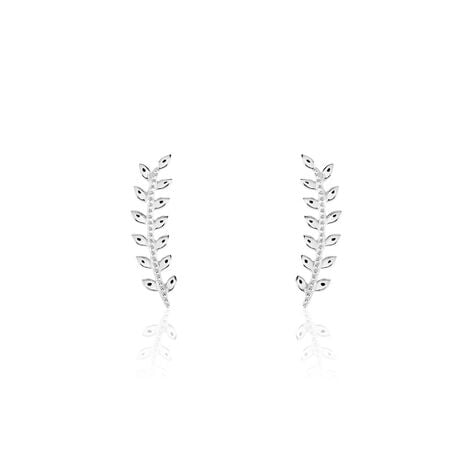 Boucles D'oreilles Grimpantes Folia Argent Blanc - Piercings d'oreilles Femme | Marc Orian