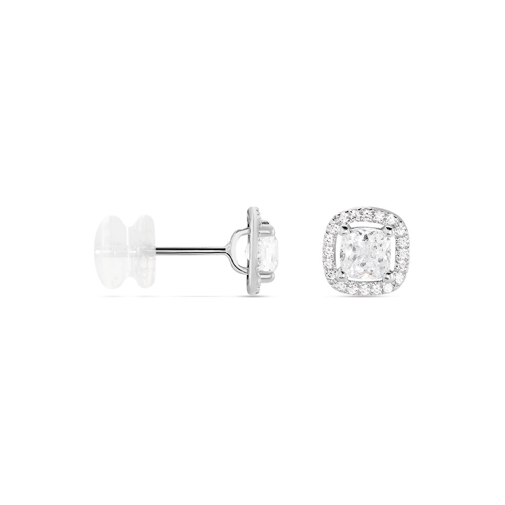 Boucles D'oreilles Puces Adrienne Or Blanc Oxyde De Zirconium - Puces Femme | Marc Orian