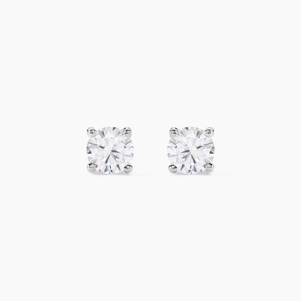 Boucles D'oreilles Puces 4 Griffes Or Blanc Diamant Synthetique - Boucles d'oreilles mariage Femme | Marc Orian