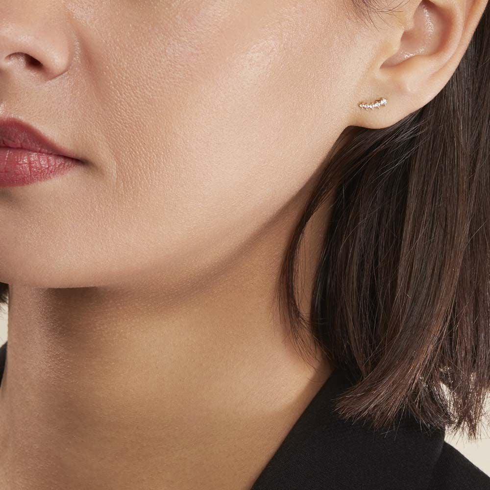 Boucles D'oreilles Puces Youssa Barrettes Or Jaune Oxyde De Zirconium - Puces Femme | Marc Orian