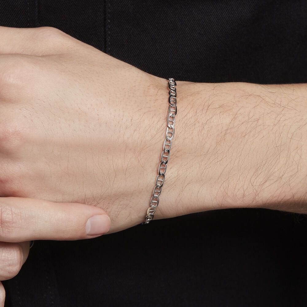 Bracelet Piato Argent Blanc - Bracelets mailles Homme | Marc Orian