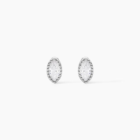 Boucles D'oreilles Puces Hermance Argent Blanc Oxyde De Zirconium - Puces Femme | Marc Orian