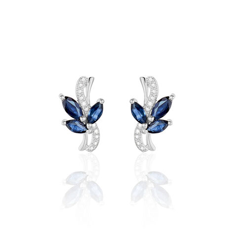 Boucles D'oreilles Puces Angie Or Blanc Saphir Et Diamant - Clous d'oreilles Femme | Marc Orian