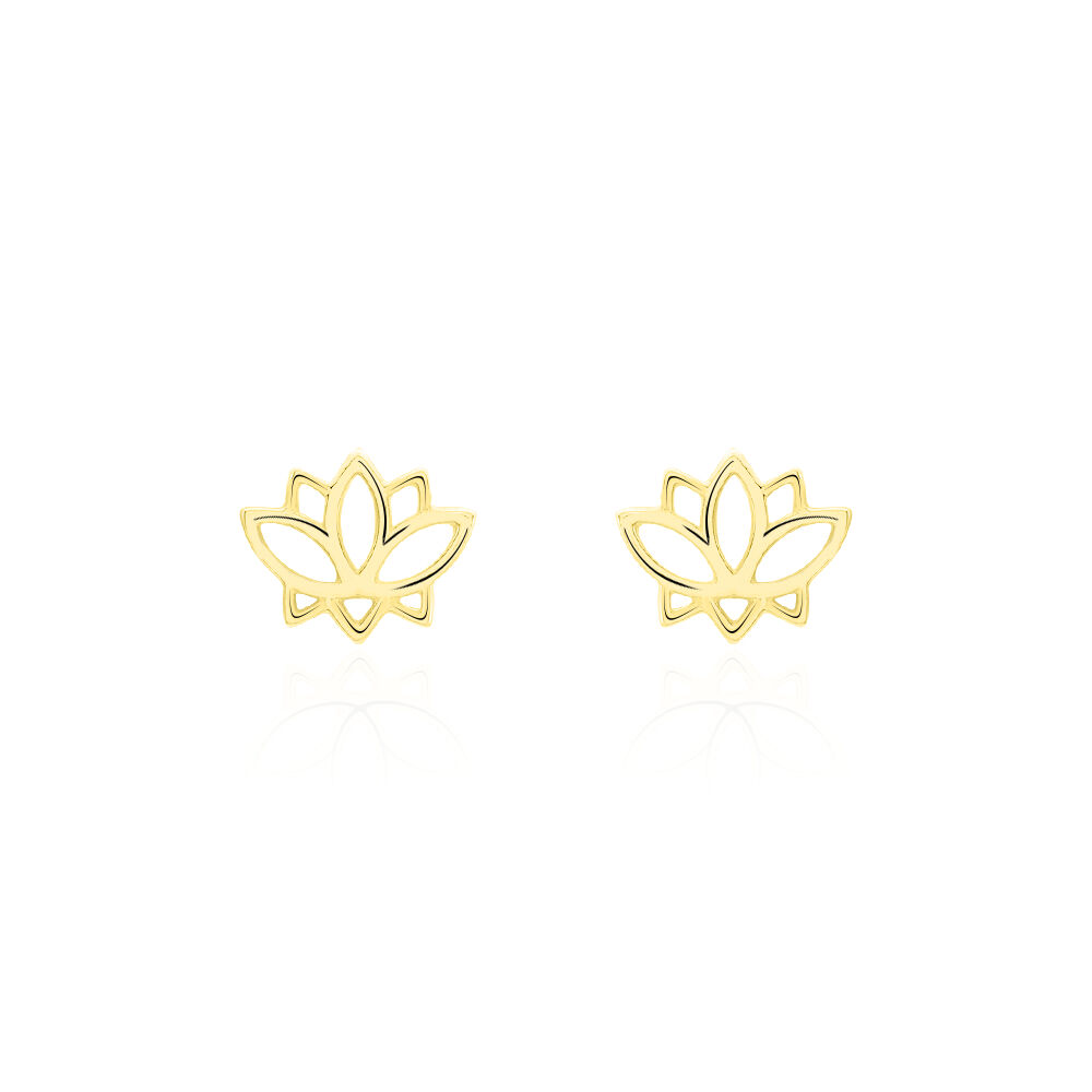 Boucles D'oreilles Puces Franny Fleur De Lotus Or Jaune - Puces Femme | Marc Orian