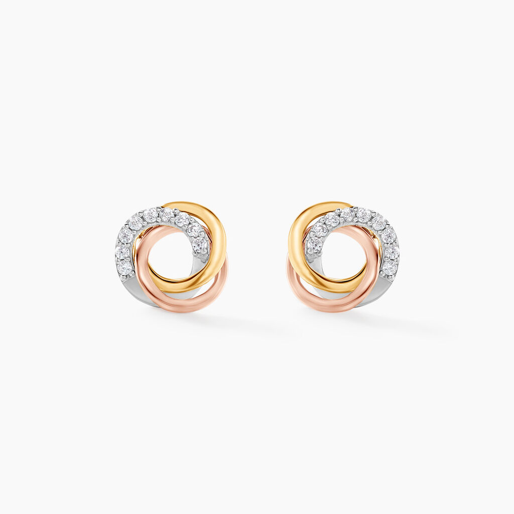 Boucles D'oreilles Puces Amaiur Or Tricolore Oxydes De Zirconium - Puces Femme | Marc Orian