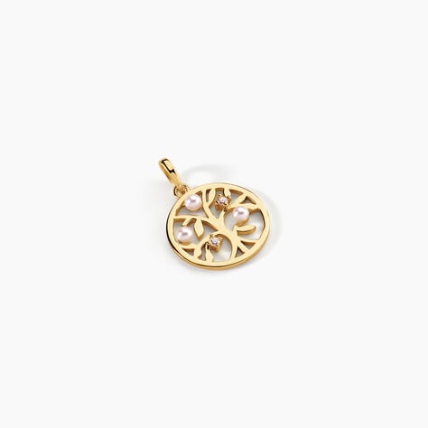 Pendentif Jeptha Argent Dor&eacute; A L'Or 750/1000 Perle De Culture Oxyde De Zirconium - Pendentifs Femme | Marc Orian