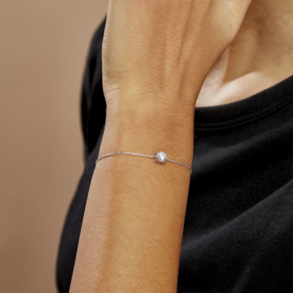 Bracelet Solitaire Argent Blanc Oxyde De Zirconium - Bracelets chaînes Femme | Marc Orian