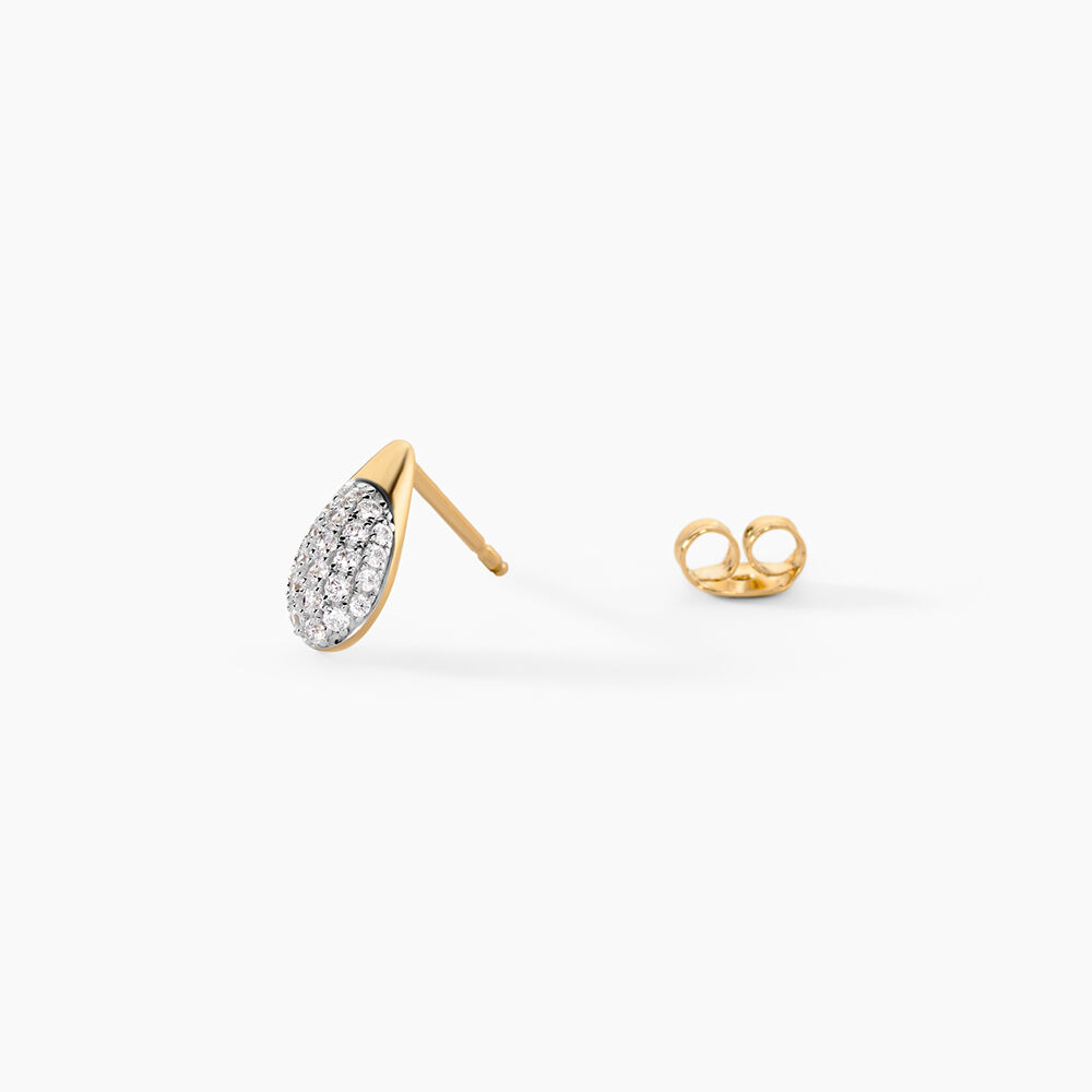 Boucles D'Oreilles Puces Nancia Argent Dor&eacute; A L'Or 750/1000 Oxyde De Zirconium - Puces Femme | Marc Orian