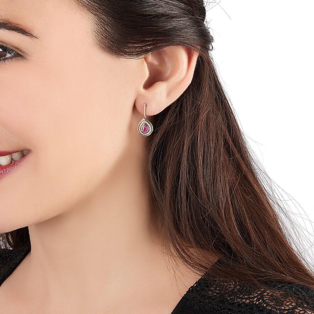 Boucles D'oreilles Pendantes Louise Or Rose Saphir Et Diamant - Pendantes Femme | Marc Orian
