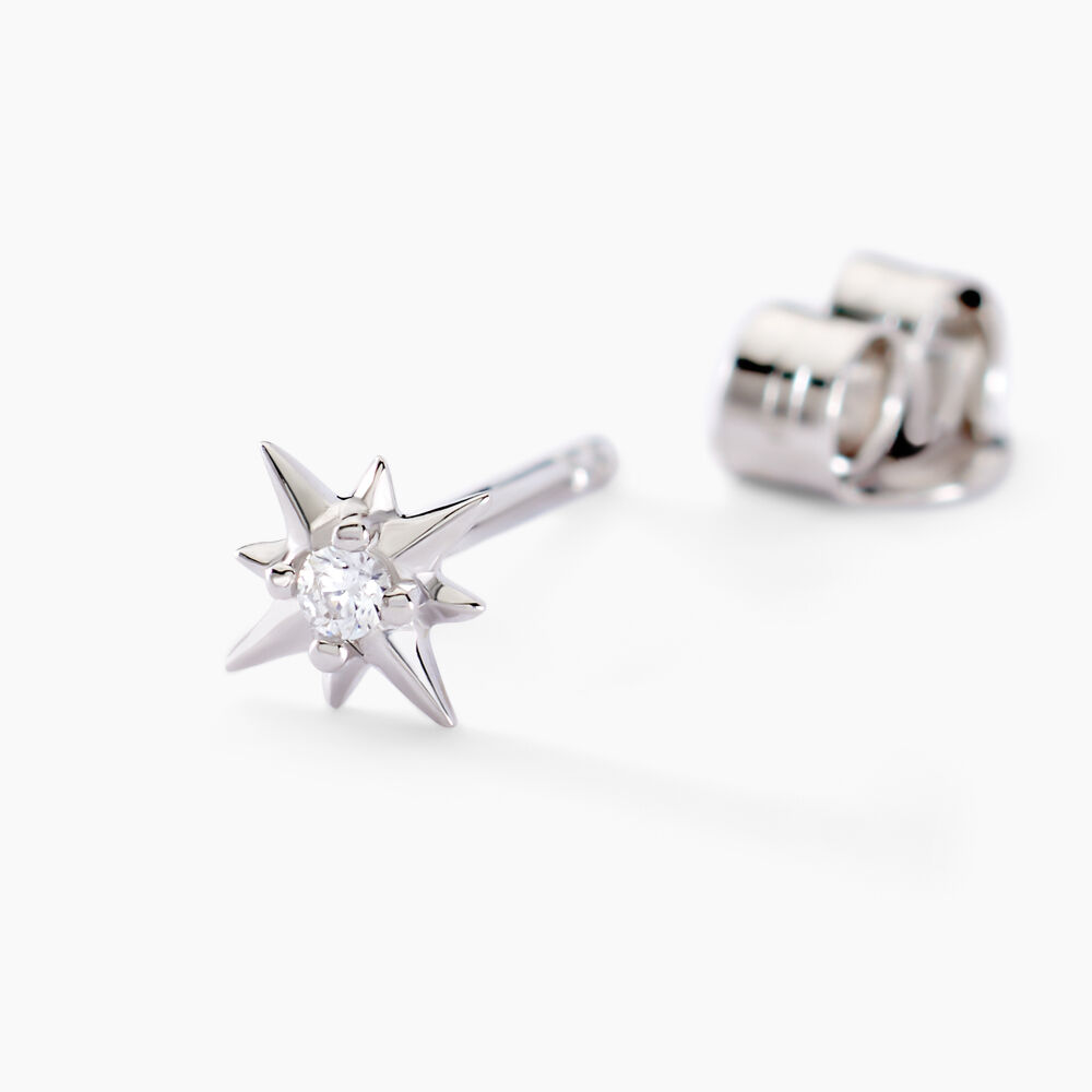 Boucles D'oreilles Puces Semira Argent Blanc Oxyde De Zirconium - Puces Femme | Marc Orian