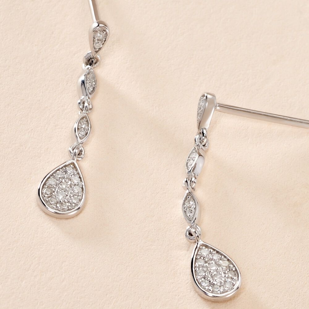 Boucles D'oreilles Pendantes Unice Or Blanc Diamant - Pendantes Femme | Marc Orian