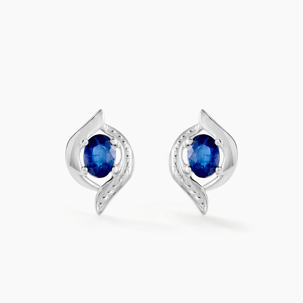 Boucles D'oreilles Puces Lydia Or Blanc Saphir - Puces Femme | Marc Orian