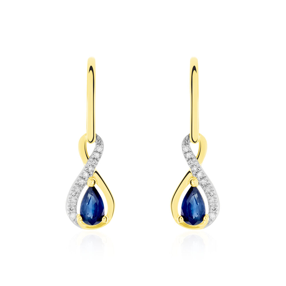Boucles D'oreilles Danaides Or Jaune Saphir Diamant Diamant - Pendantes Femme | Marc Orian