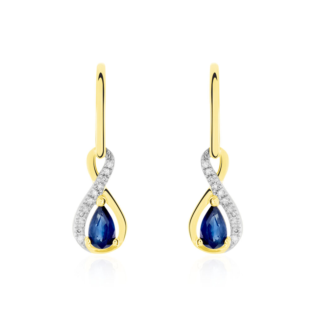 Boucles D'oreilles Danaides Or Jaune Saphir Diamant Diamant - Pendantes Femme | Marc Orian