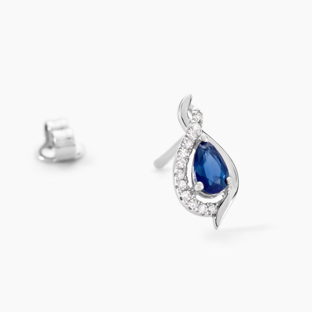 Boucles D'oreilles Puces Angelika Or Blanc Saphir Et Diamant - Puces Femme | Marc Orian